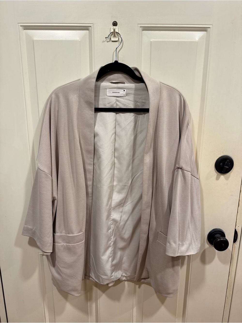 Reserved Light Taupe Open-Front blazer. Oversized